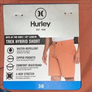 NWT Hurley Men's Trek Hybrid Shorts - orange